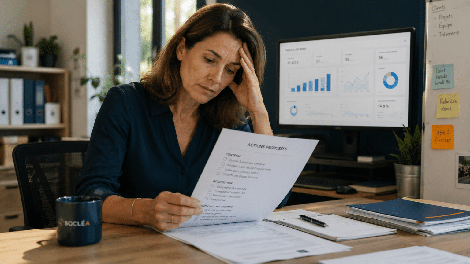 Dirigeante de PME submergée par la liste des actions marketing proposées par son agence