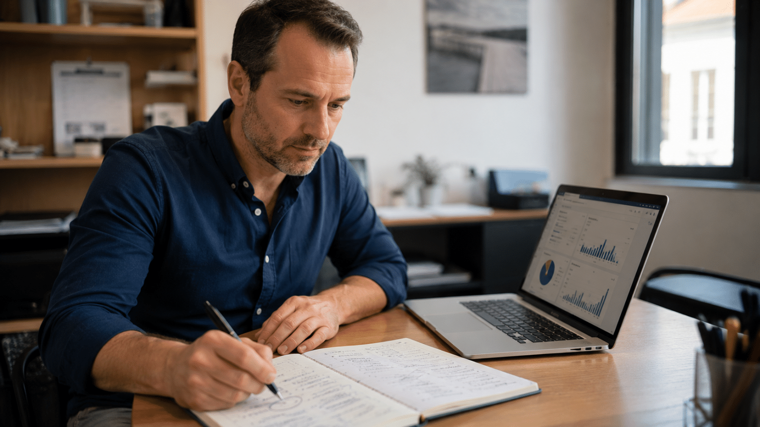 Dirigeant de PME faisant le tri dans sa stratégie digitale